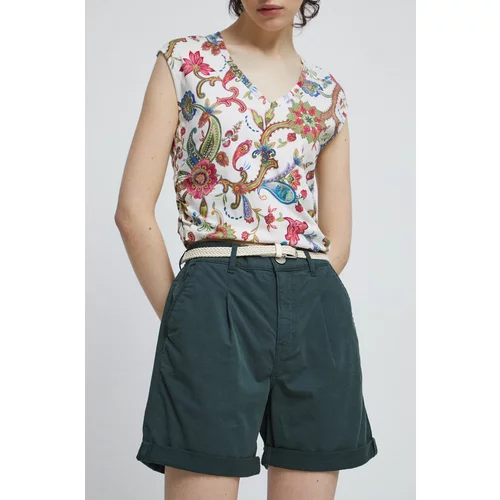 Medicine Kratke hlače za žene, boja: zelena, glatki materijal, srednje visoki struk
