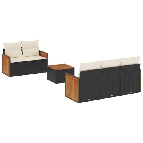 VidaXL 6-dijelni set vrtnih sofa s jastucima crni od poliratana Slike