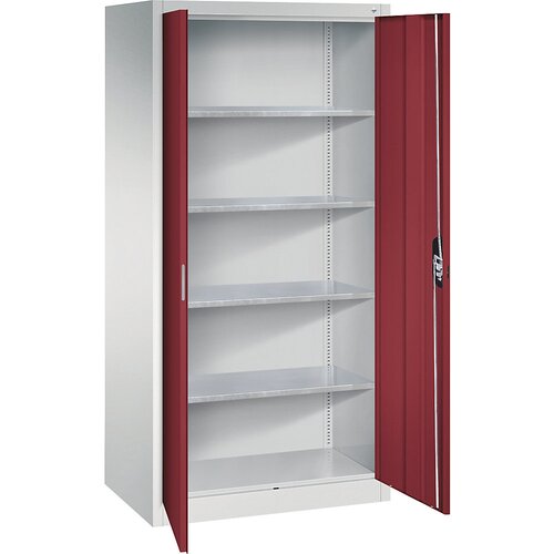 C+P Delavniška omara s krilnimi vrati, VxŠxG 1950 x 930 x 600 mm, svetlo sive / rubinasto rdeče barve Cene