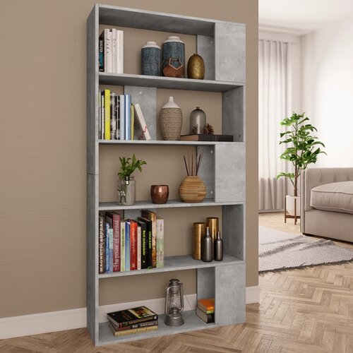 VidaXL Knjižna omara/paravan betonsko siva 80x24x159 cm iverna plo&amp;scaron;ča Slike