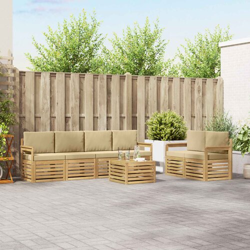  Set vanjskih sofa 7 kom. Bijela i bež Poliester 59 x 59 x 37 cm Cijene