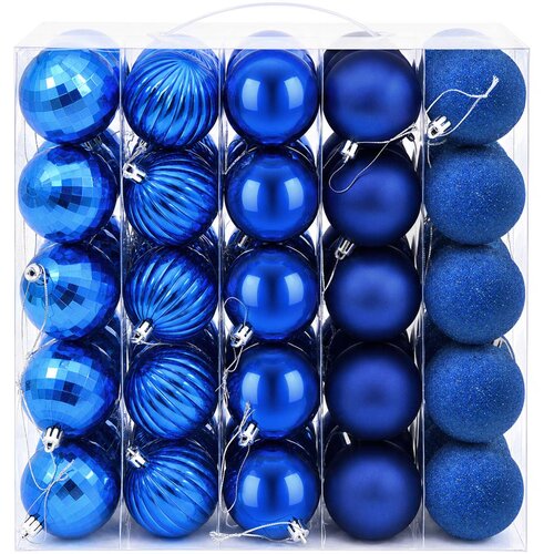  Set božićnih kuglica 75 kom. Plava 6 cm Polistiren Slike