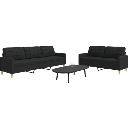  2-dijelni set sofa crni od tkanine Cene