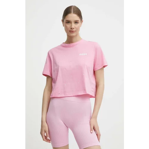 Guess Pamučna majica SKYLAR za žene, boja: ružičasta, V4GI08 JA914