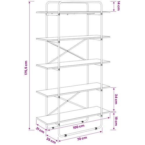  Polica 5 razina 100 x 35 x 175,5 cm PB Drvo hrasta Slike