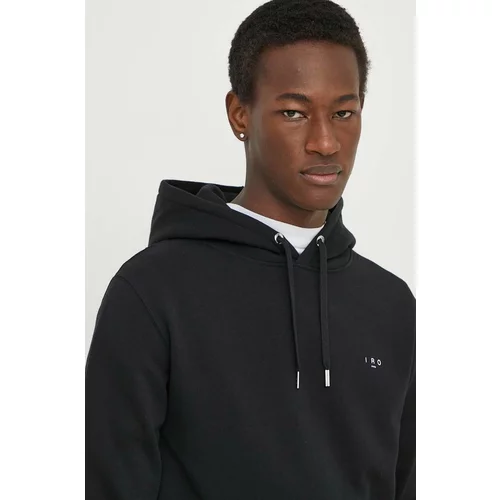 IRO Bombažen pulover moška, črna barva, s kapuco