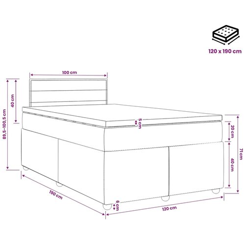  Boxspring krevet s madracem Sivosmeđa 120 x 190 cm Tkanina - Sivosmeđa 120 x 190 cm Dizajn linija Slike