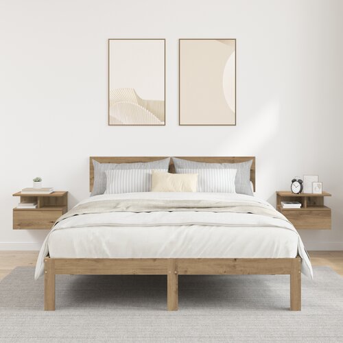 VidaXL plavajoče nočne omarice 2 kosi Artisanski hrast 40x31x27 cm Inženirski les Slike