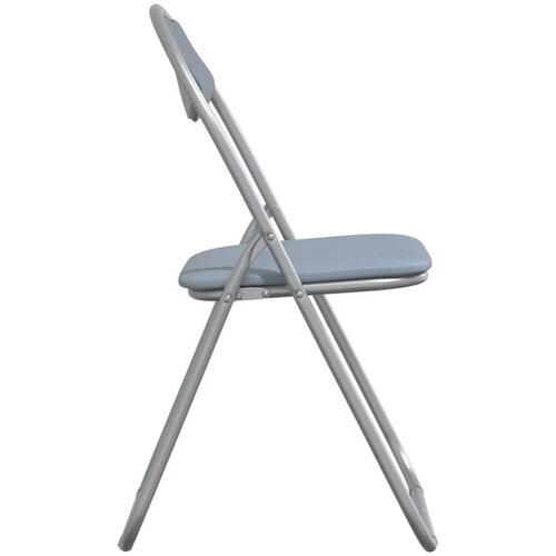  Sklopiva stolica 2 pcs Sivi 48 x 43 5 x 81 cm Lažna koža - Sivi 2 Slike