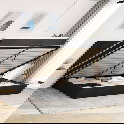 vidaXL Otomanski krevet s madracem crni 160x200cm od tkanine Cijene