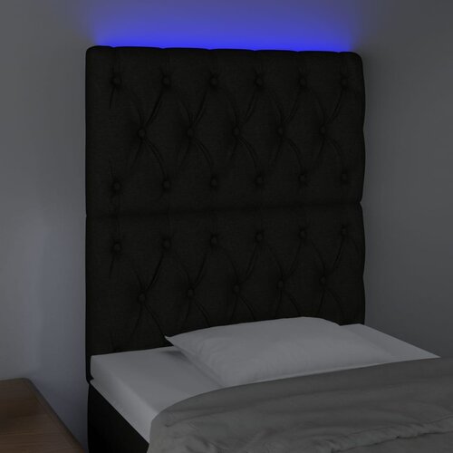  LED uzglavlje crno 80x7x118/128 cm od tkanine Slike