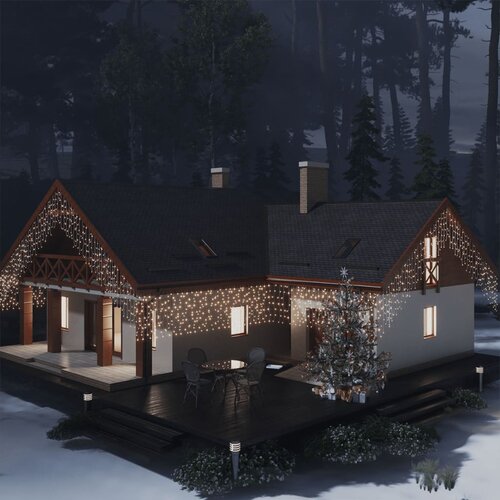 vidaXL LED zavesa ledene sveče 10 m 400 toplo belih LED lučk 8 funkcij, (20669519) Cene