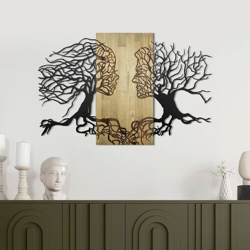 Wallxpert Murmure des Feuilles -1 - Green, Black GreenBlack Decorative Wooden Wall Accessory Slike