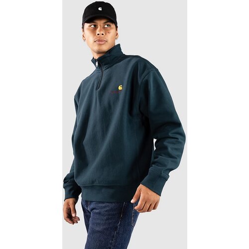 Carhartt WIP Half Zip American Script Half-Zip Pulover deep lagoon Cene