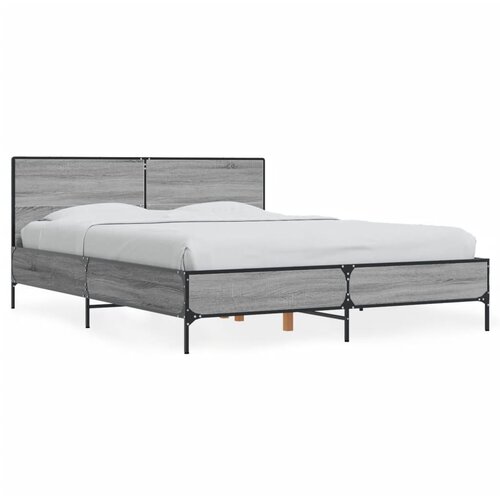  Okvir za krevet boja hrasta 120x190cm konstruirano drvo i metal Siva 120 x 190 cm Slike