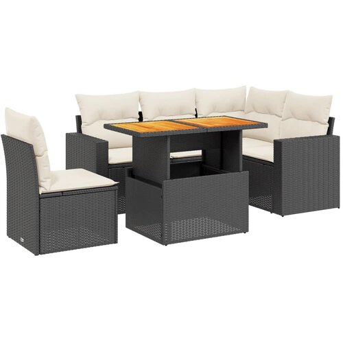  6-dijelni set vrtnih sofa s jastucima crni od poliratana Crna 100 x 55 x 73 cm Slike