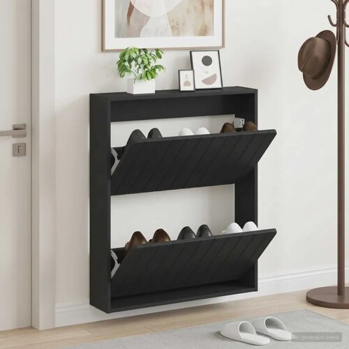  Ormar za cipele na zidu ZWOLLE 71 x 17 x 86 cm Crna - Crna Cijene