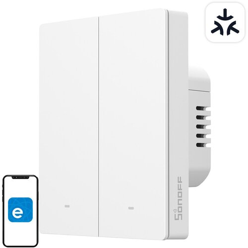 SONOFF INTELIGENTNO WIFI STENSKO STIKALO M5-2C-80W MATTER (2-KANALNO, ZA OKVIR), (5000291386) Slike