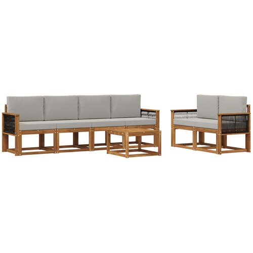 vidaXL Zunanja garnitura za sedenje 6 pcs Naravna in svetlo siva, (5000280339) Cene