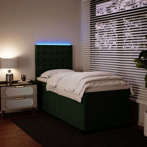 VidaXL Box spring krevet s madracem tamnozeleni 100x200 cm bar&amp;scaron;unasti Slike