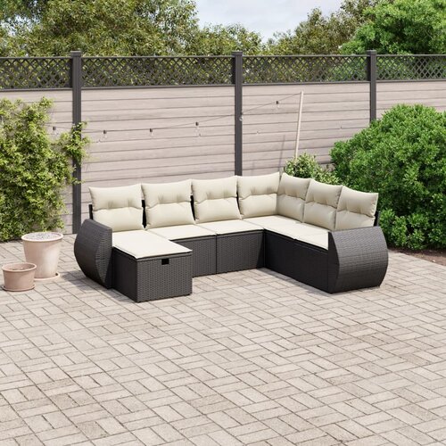 vidaXL 7-dijelni set vrtnih sofa od poliratana s jastucima crni Cijene