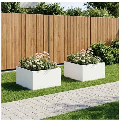 vidaXL Vrtna saksija 2 kom. Bijela 80 x 80 x 40 cm Čelična vrata - Bijela 80 x 80 x 40 cm 2 Cijene