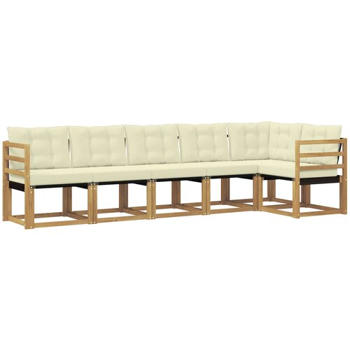 vidaXL Zunanja garnitura za sedenje z blazino 6 pcs Bela in krem, (5000280676) Cene