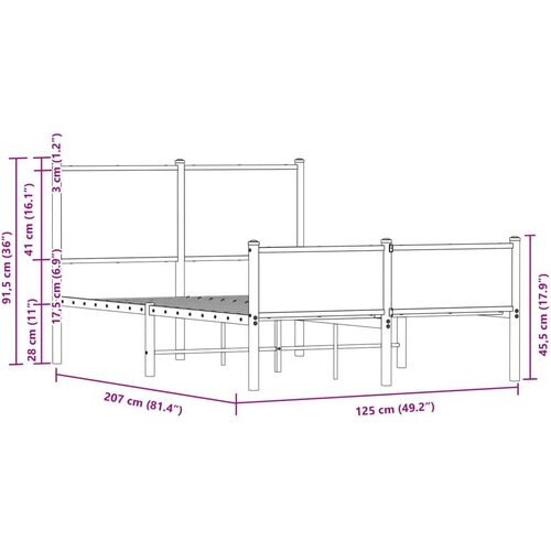 VidaXL Metalni okvir kreveta s uzglavljem i podnožjem 120 x 200 cm Slike