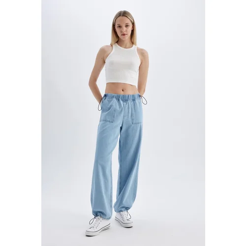 Defacto Parachute Cargo High Waist Long Soft Jean Pants