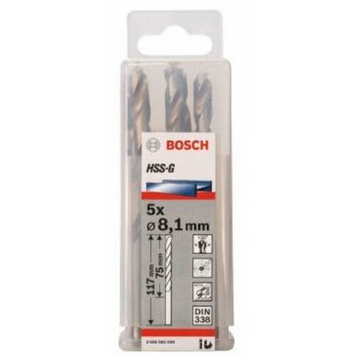Bosch burgija za metal hss-g, din 338 8,1 x 75 x 117 mm pakovanje od 5 komada Cene