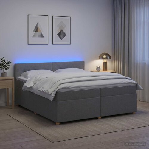  Boxspring krevet s madracem Svjetlosiva 200 x 200 cm Tkanina Cijene