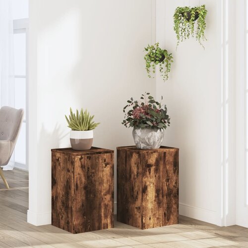 vidaXL Stojalo za rastline 2 kosa dimljeni hrast 30x30x50 cm inž. les Cene