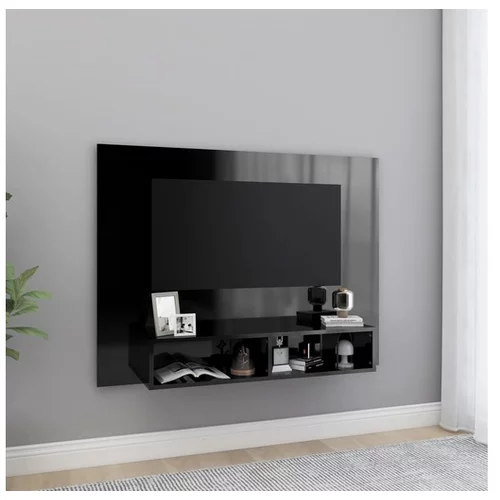  Stenska TV omarica visok sijaj črna 120x23,5x90 cm iverna pl.