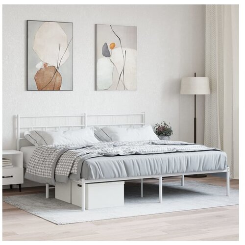 vidaXL Metalni okvir za krevet s uzglavljem bijeli 193x203 cm Cijene