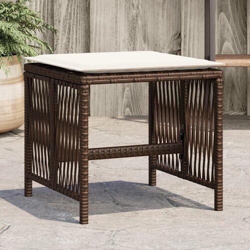 VidaXL Vrtni taburei s jastucima 4 kom smeđi 41x41x36 cm od poliratana Slike