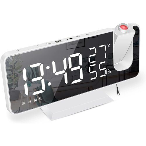 Venisymlis Projekcijska Budilka Z Radiem, LED Zaslon, Temperatura, Vlaga, 4 Svetlosti, Auto Zatemnitev, (22060040) Slike