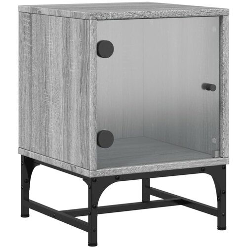 Maison Chic Nočna omarica - Nočna miza s steklenimi vrati siva sonoma 35x37x50 cm, (21686981) Slike