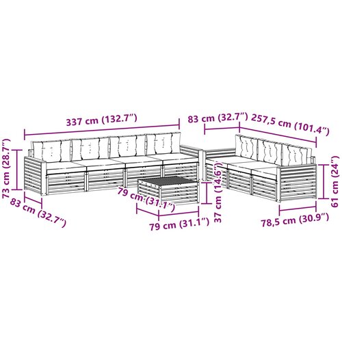  Set vanjskih sofa 9 kom. Bijela i antracit Poliester Slike