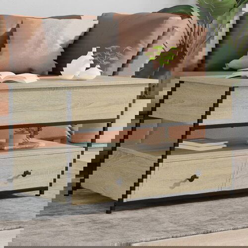  The Living Store Klubska mizica sonoma hrast 85x50x50 inženirski les in kovina - Klubska Mizica, (21498600) Cene