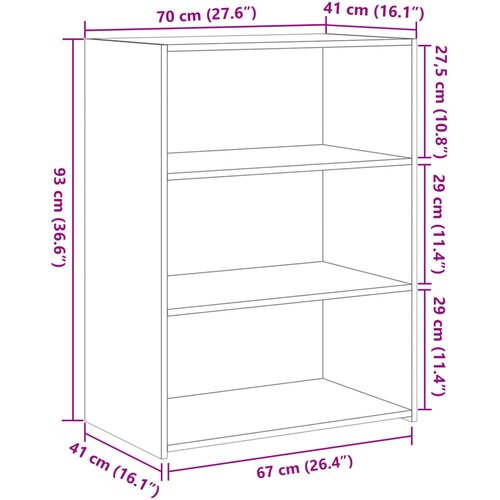  Komoda boja dimljenog hrasta 70x41x93 cm konstruirano drvo Slike