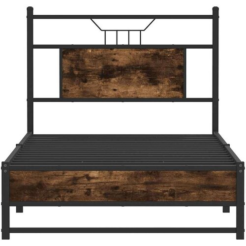 VidaXL Posteljni okvir brez vzmetnice hrast 90x190 cm inženirski les Slike