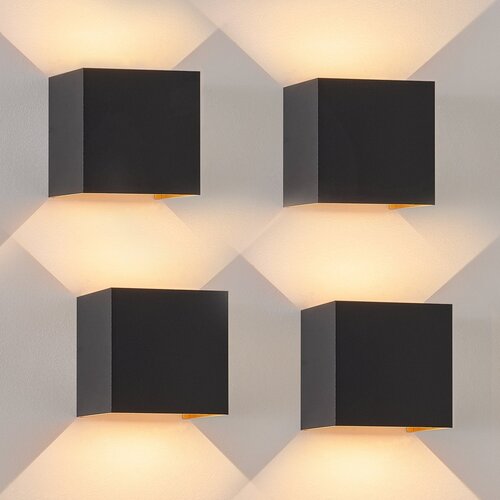 Nettlife LED zunanja stenska svetilka notranja stenska svetilka komplet 4 črno zlata 5W IP65 vrtljiva 3000K, (22136443) Cene