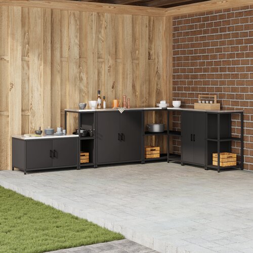 VidaXL Polica za shranjevanje v kuhinji Črna 60 x 50 x 92 cm Jeklo Slike