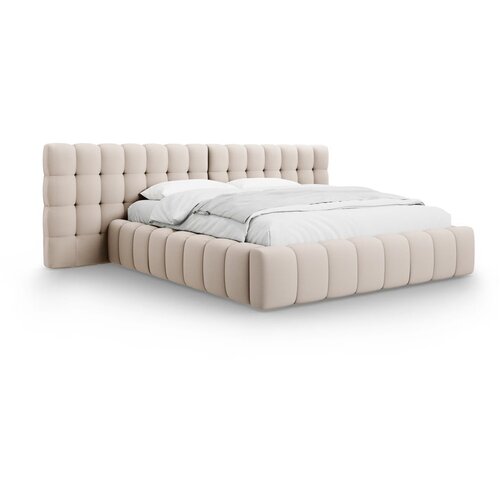 Micadoni Home Bež tapecirani bračni krevet s prostorom za odlaganje s podnicom 200x200 cm Mamaia &amp;ndash; Slike