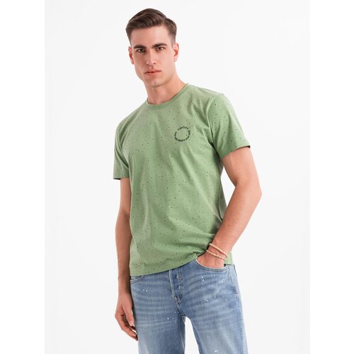 Ombre Men's printed cotton t-shirt with round neckline - green Cijene