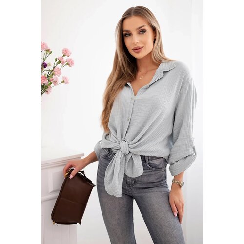 Kesi Włoski Cotton muslin shirt Plus Size grey Cene