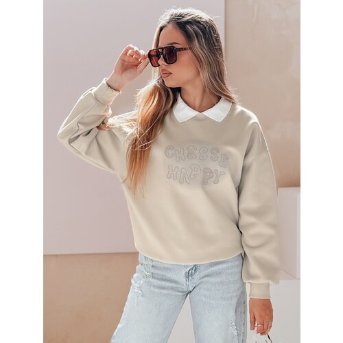 DStreet Bluza damska oversize z nadrukiem HAPIRES cappuccino Cene