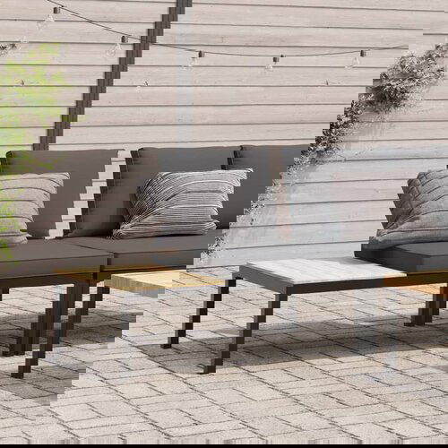 vidaXL Vrtna klupa s jastucima crna aluminijska Cijene