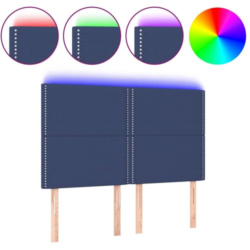 Maison Chic led posteljno vzglavje - vzglavna omarica - nočna omarica modro 144x5x118/128 cm blago, (21708501) Slike