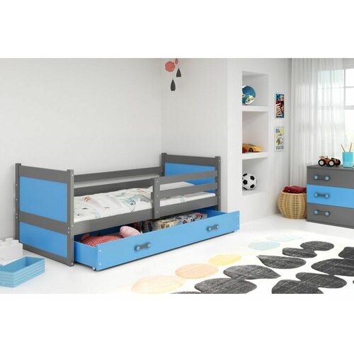 Rico drveni dečiji krevet - sivo - plavi - 190x80 cm VDX9A5M Slike